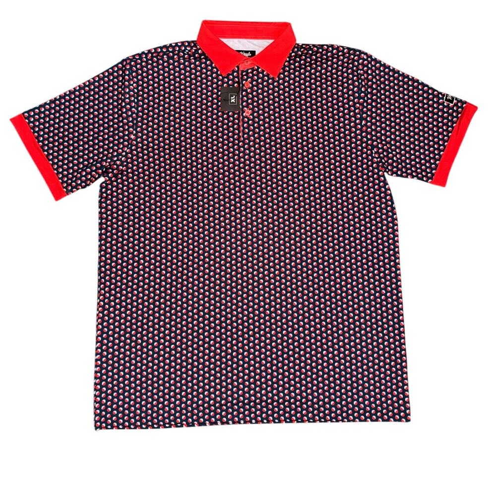 Waggle Polo Shirt Men's XL Bobby Fishing Print Golf Performance